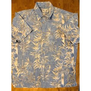 Cooke Street Honolulu Mens XL Blue Bamboo Print Cotton Hawaiian Shirt 0510